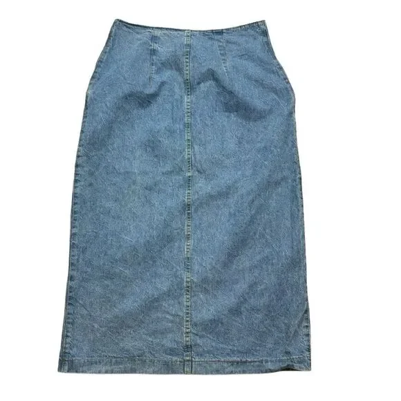 Vintage‎ Ladies 80’s Zipper Front Denim Maxi Skirt Size 14 - Picture 5 of 12